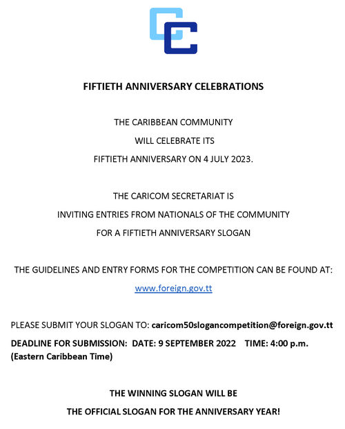 CARICOM's 50th Anniversary Celebrations Flyer - English