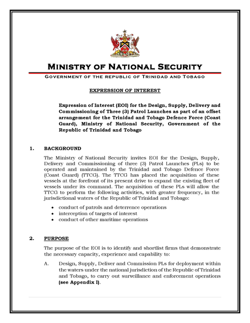 Expression of Interest (EOI) - Ministry of National Security