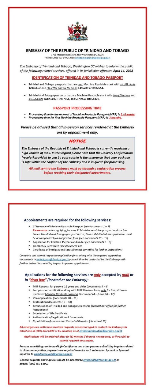 Identification of Trinidad and Tobago Passports