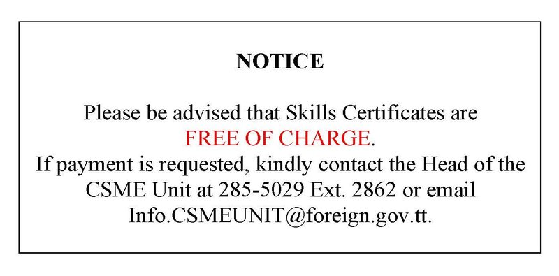 NOTICE - Free Skills Certificate