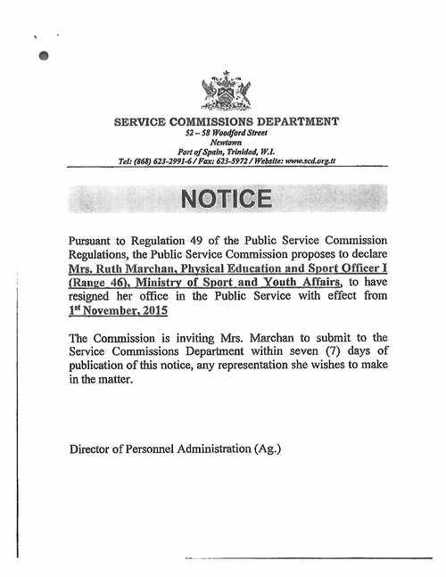Public Notice- Ruth Marchan