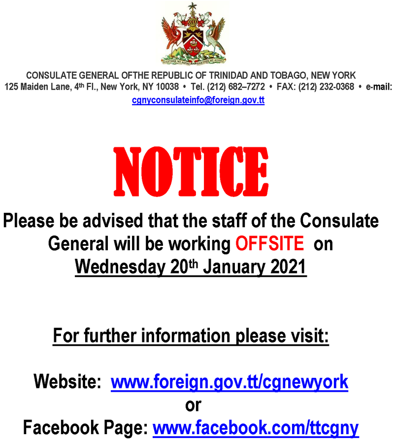 Public Notice - Inauguration Day