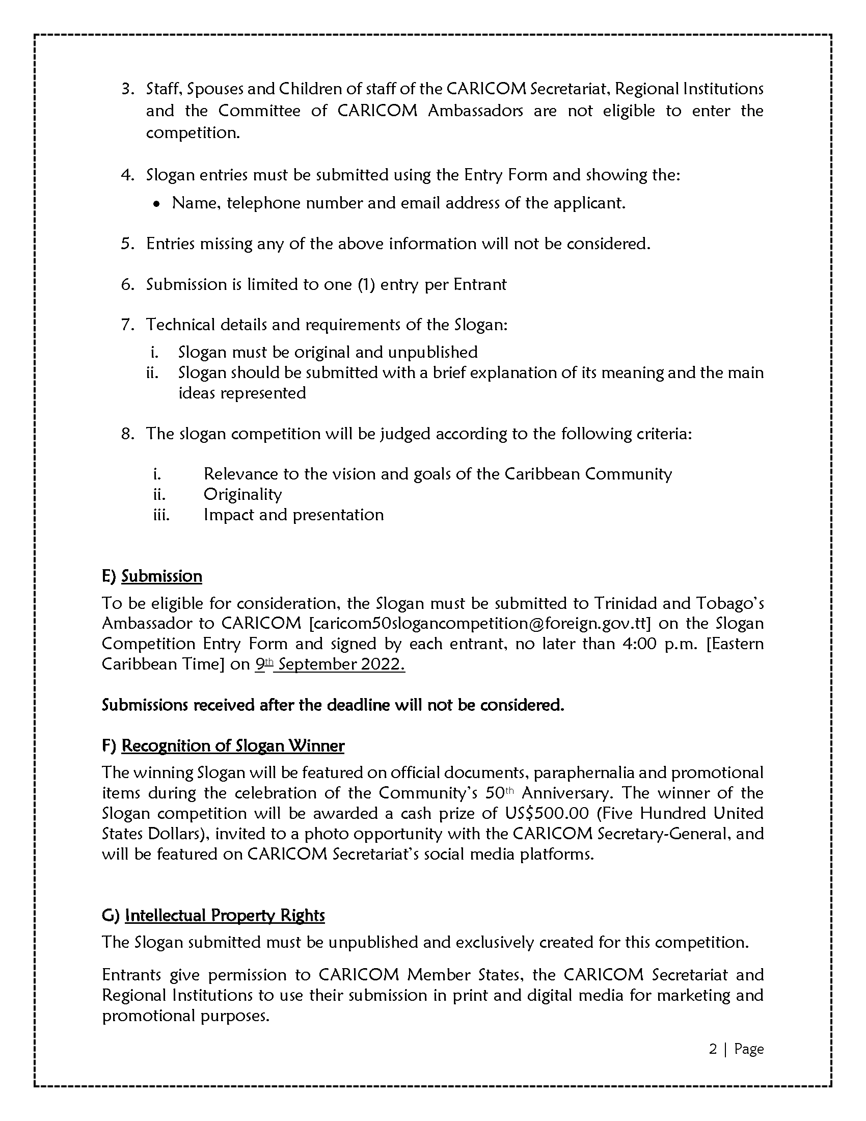 TT CARISEC CARICOM 50 Anniversary Slogan Competition General Guidelines 9 Aug 2022_Page_2